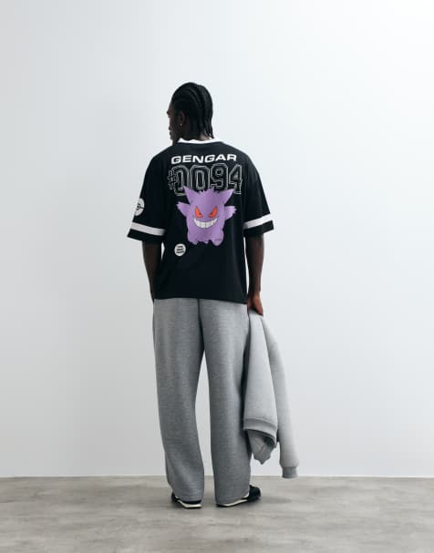 ASOS DESIGN oversize t-shirt z nadrukiem Gengar Pokemon w kolorze czarnym - view 1