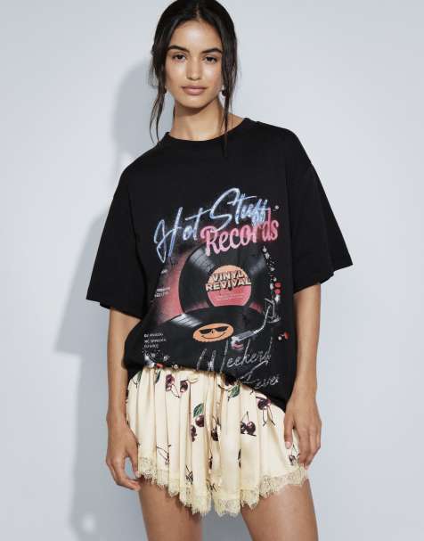 ASOS DESIGN oversize T-shirt z ozdobnym nadrukiem w stylu vintage w kolorze czarnym - view 1