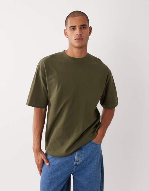 ASOS DESIGN oversize T-shirt z piką w kolorze khaki, 3 z 5
