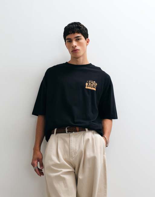 ASOS DESIGN oversize T-shirt z wysokim nadrukiem tygrysa w czerni, 2 z 5