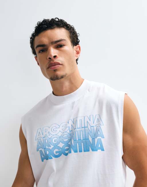 ASOS DESIGN oversize tank z grafiką Argentina w kolorze białym, 3 z 5