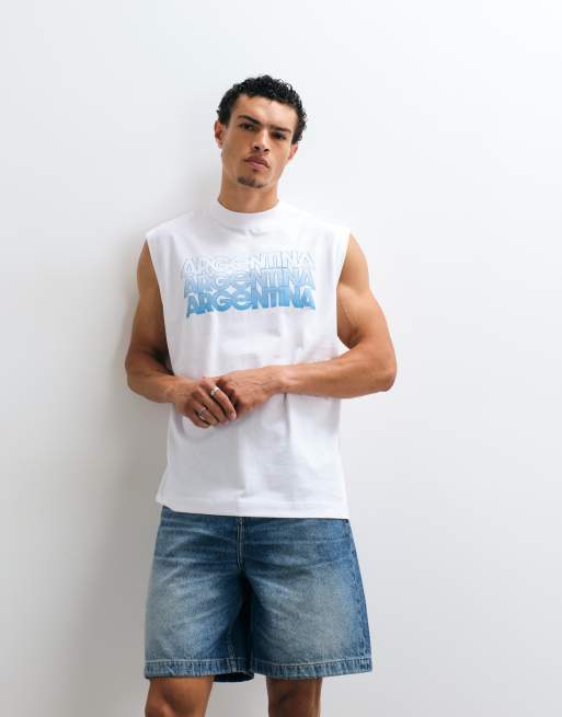 ASOS DESIGN oversize tank z grafiką Argentina w kolorze białym, 4 z 5