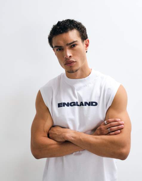 ASOS DESIGN oversize tank z grafiką England w kolorze białym - view 1