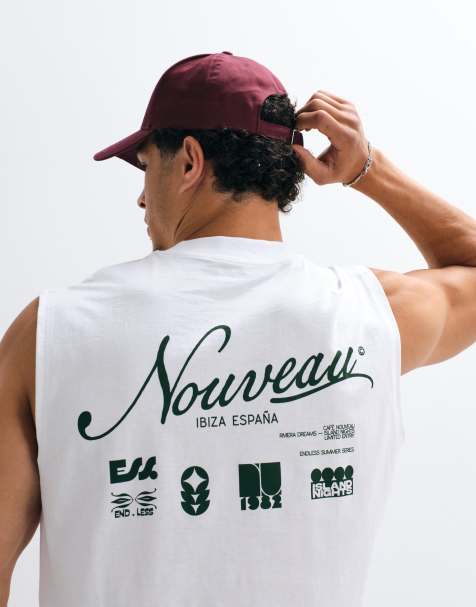 ASOS DESIGN oversize tank z grafiką nouveau w białym kolorze - view 1