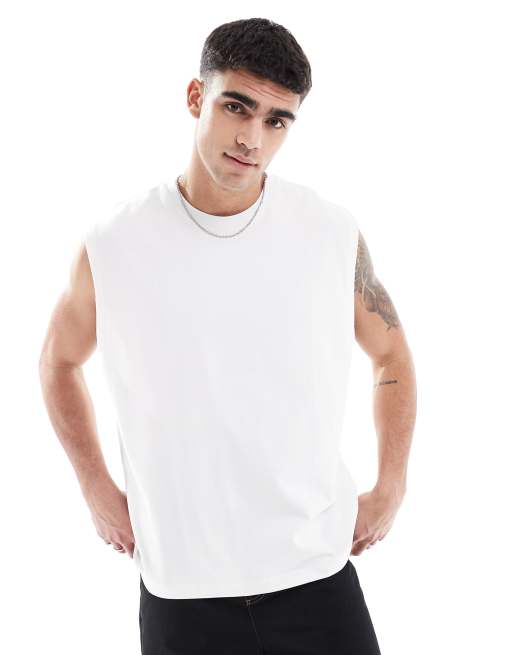 ASOS DESIGN – Oversize-Tanktop aus 240 g/m² schwerem Stoff in Weiß