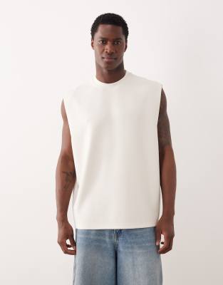 Oversize-Tanktop aus Interlock-Stoff in Wollweiß Weiß XS