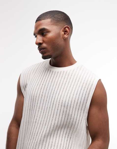 ASOS DESIGN – Oversize-Tanktop aus strukturiertem, geripptem Stoff in Cremeweiß - view 1