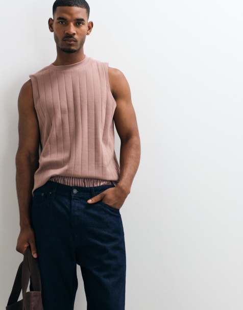 ASOS DESIGN – Oversize-Tanktop in Braun mit breiter Rippenstruktur - view 1