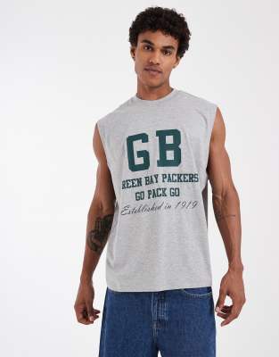 Oversize-Tanktop in Grau mit „Green Bay Packers"-NFL-Print Grau 2XL