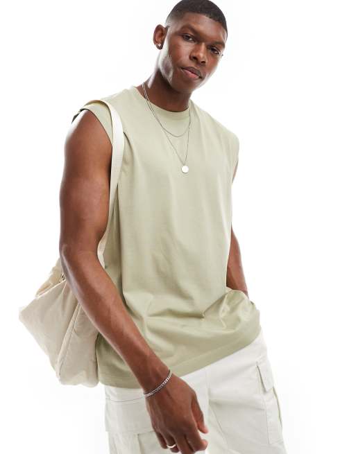ASOS DESIGN – Oversize-Tanktop in Khaki