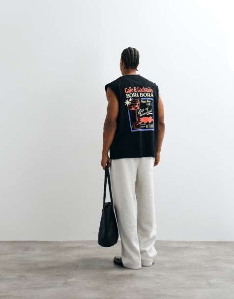 ASOS DESIGN – Oversize-Tanktop in Schwarz mit Cocktail-Print - view 1