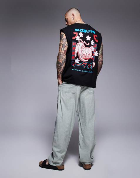 ASOS DESIGN – Oversize-Tanktop in Schwarz mit Souvenir-Grafikprint - view 1