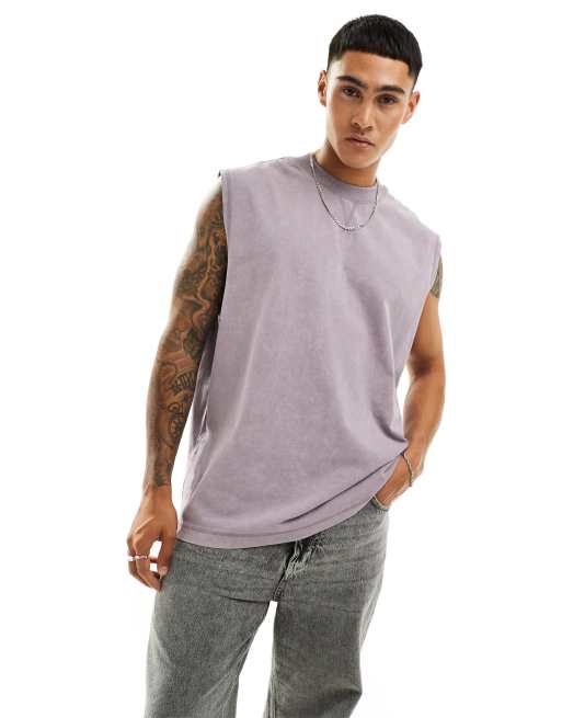 ASOS DESIGN – Oversize-Tanktop in verwaschenem Grau