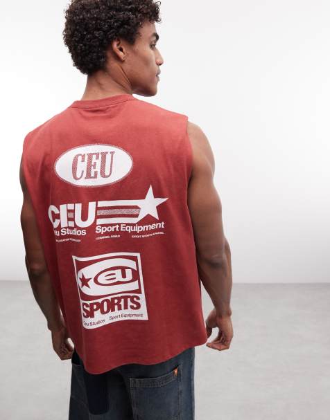 ASOS DESIGN – Oversize-Tanktop in verwaschenem Rot mit Street-Grafik - view 1