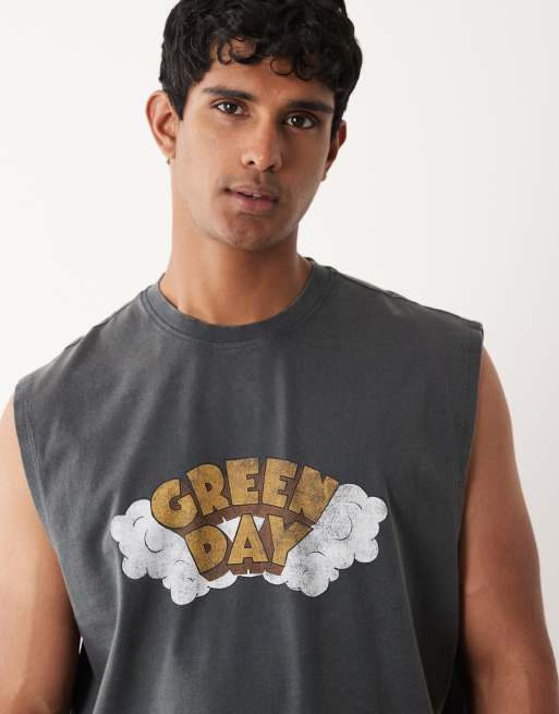 ASOS DESIGN – Oversize-Tanktop in verwaschenem Schwarz mit „Green Day“-Print, 2 von 5