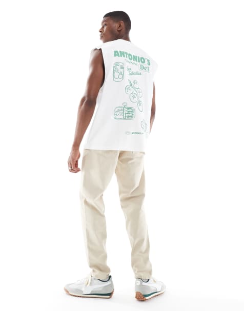 ASOS DESIGN – Oversize-Tanktop in Weiß mit Cartoon-Print - view 1