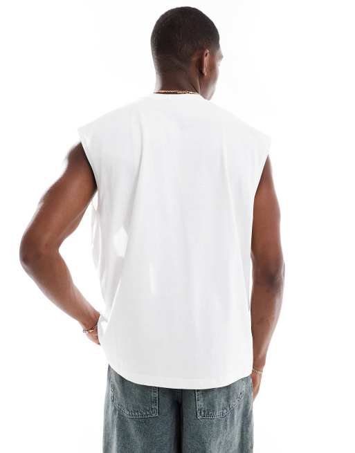 ASOS DESIGN – Oversize-Tanktop in Weiß mit Fußball-Grafikprint , 3 von 4