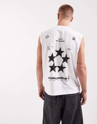 Oversize-Tanktop in Weiß mit Fußball-Grafikprint Weiß XL