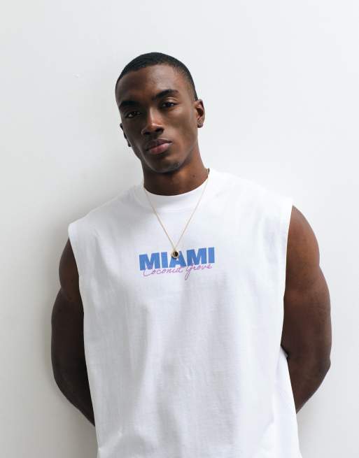 ASOS DESIGN – Oversize-Tanktop in Weiß mit Miami-Grafikprint, 2 von 5
