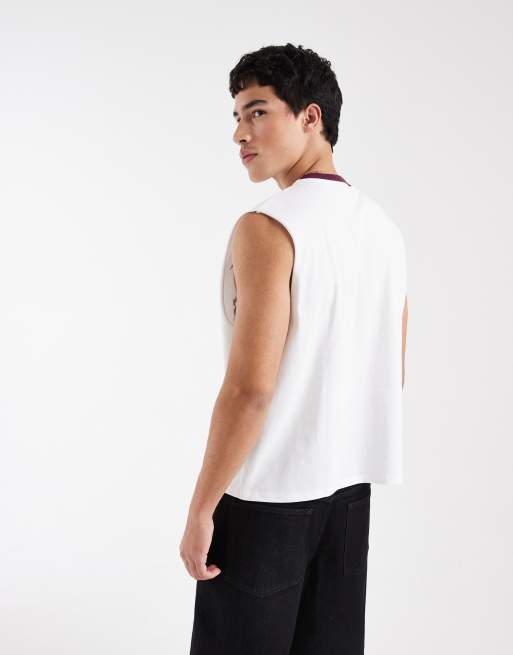 ASOS DESIGN – Oversize-Tanktop in Weiß mit Port-Fußball-Grafikprint , 5 von 5