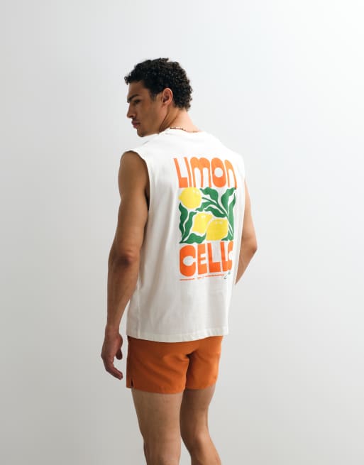 ASOS DESIGN – Oversize-Tanktop in Wollweiß mit Limoncello-Grafik, 4 von 9