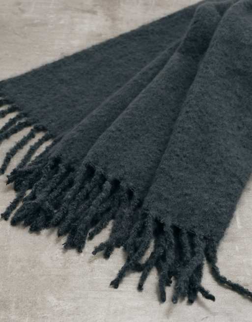 ASOS DESIGN oversize textured brush scarf in grey, 2 of 3