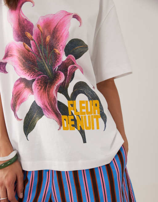 ASOS DESIGN oversize top z kwiatowym nadrukiem w kolorze białym, 4 z 4