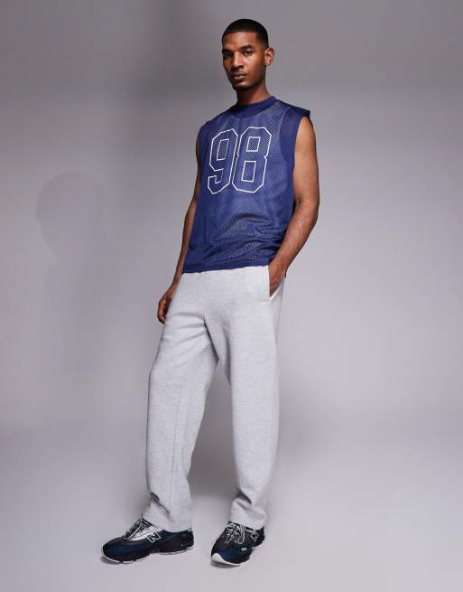 ASOS DESIGN Oversize-Trägertop mit Sportgrafik aus marineblauem Mesh, 2 von 5