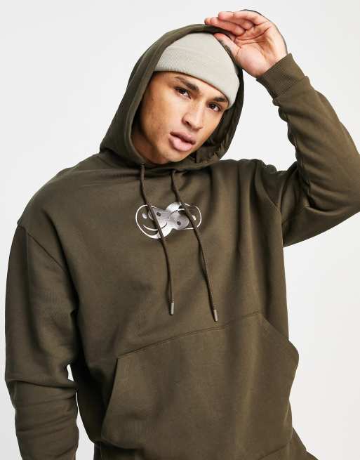 ASOS DESIGN – Oversize-Trainingsanzug in Braun mit Metallic-Print auf der Brust, 2 von 4