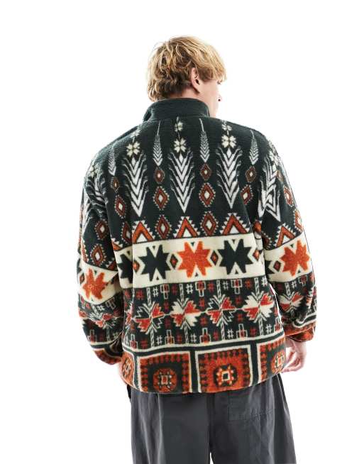 ASOS DESIGN – Oversize-Trainingsjacke aus Teddyfell mit abstraktem All-over-Print und durchgehendem Reißverschluss, 3 von 4