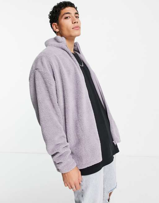 ASOS DESIGN – Oversize-Trainingsoberteil aus grauem Teddystoff