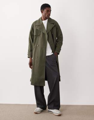 Oversize-Trenchcoat in Khaki-Grün Grün L