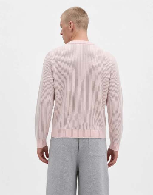 ASOS DESIGN oversize tröja i fiskarbård i rosa, 10 av 10