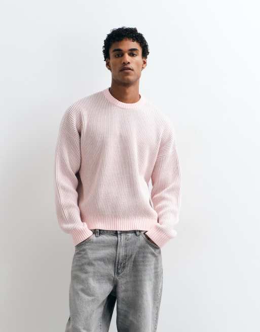 ASOS DESIGN oversize tröja i fiskarbård i rosa, 2 av 10