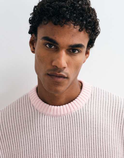 ASOS DESIGN oversize tröja i fiskarbård i rosa, 4 av 10