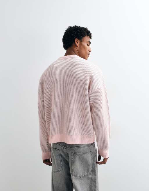 ASOS DESIGN oversize tröja i fiskarbård i rosa, 5 av 10