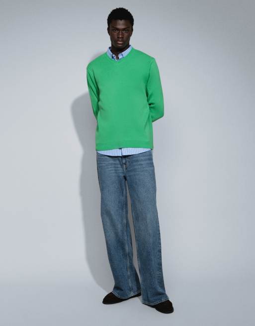 ASOS DESIGN oversize tröja med v-ringning i grönt, 2 av 5