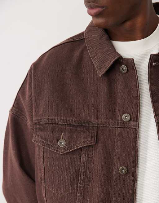 ASOS DESIGN – Oversize-Trucker-Jeansjacke in verwaschenem Braun, 5 von 5
