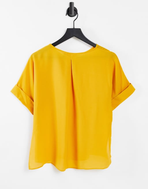 ASOS DESIGN – Oversize-Web-T-Shirt mit Krempelärmeln in Bernstein, 2 von 4