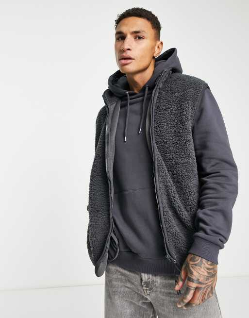 ASOS DESIGN – Oversize-Weste aus Teddyfell in Grau