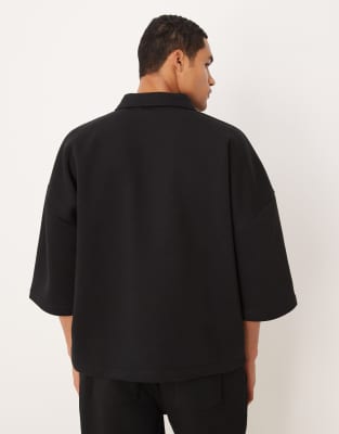 ASOS DESIGN oversized 3/4 sleeve quarter zip sweatshirt with