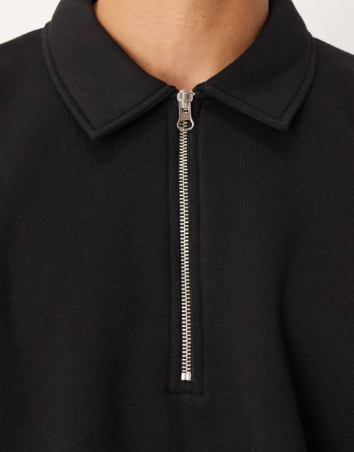 h-tachi3253  ASOS DESIGN oversized 3/4 sleeve quarter zip sweatshirt with