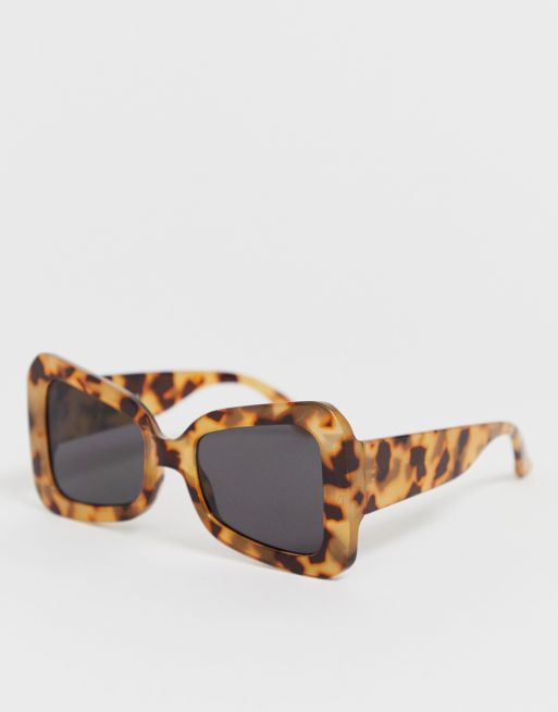 ASOS DESIGN oversized square 70s sunglasses in light brown