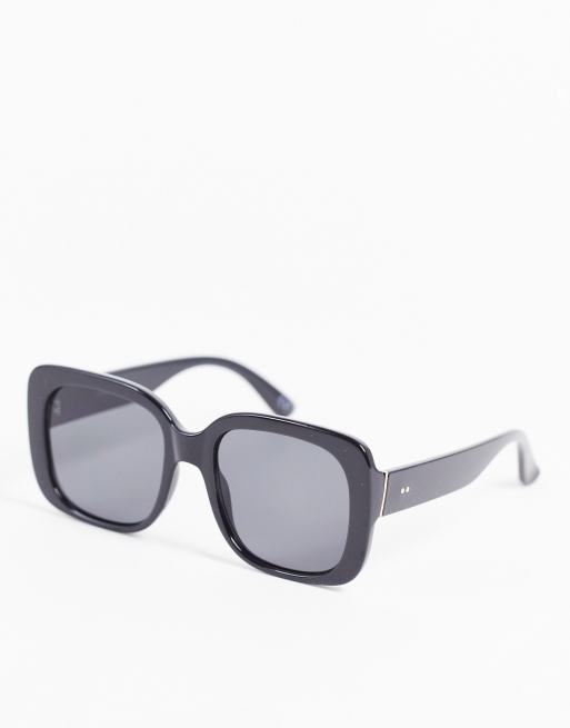 Asos Design Oversized 70s Square Sunglasses In Shiny Black Asos 9544