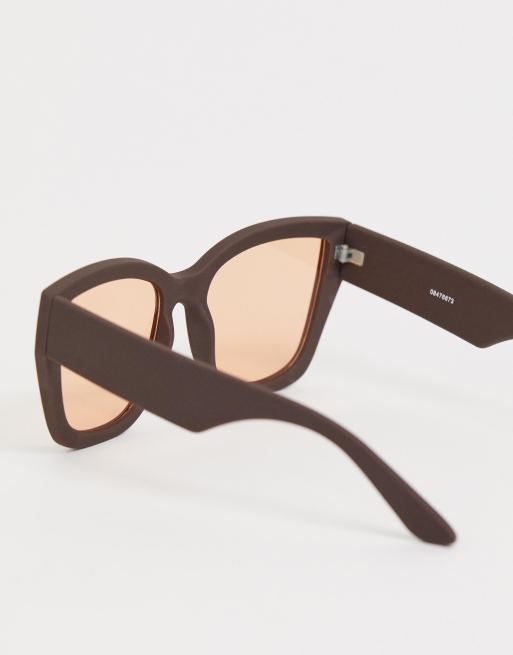 ASOS DESIGN oversized square 70s sunglasses in light brown