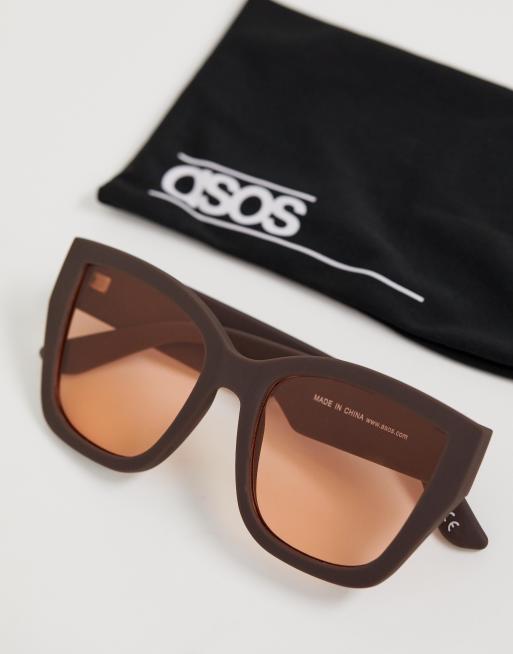 ASOS DESIGN oversized square 70s sunglasses in light brown