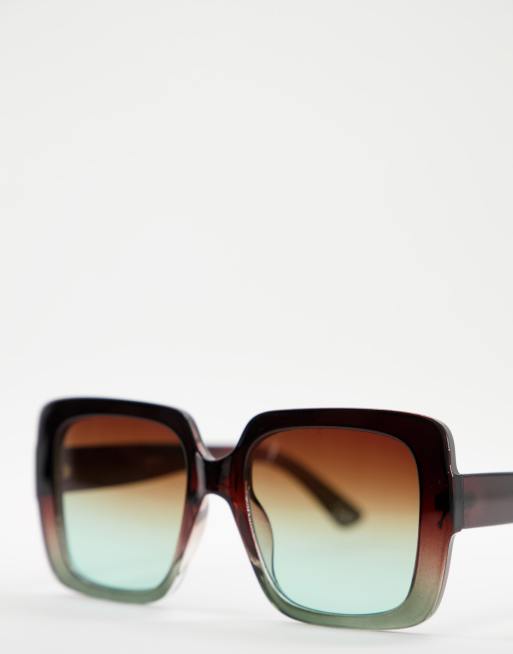 ASOS DESIGN oversized square 70s sunglasses in light brown