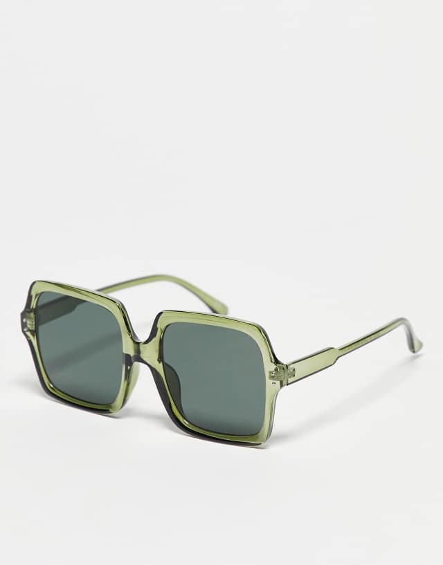 ASOS DESIGN oversized 70s sunglasses in crystal green