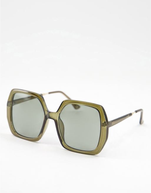 ASOS DESIGN oversized square 70s sunglasses in light brown