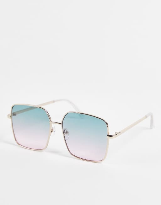 ASOS DESIGN oversized square 70s sunglasses in light brown